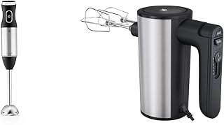 WMF 0416550011 Hand Blender Cult X Edition 4-Wing Blade Ergonomic Handle 600W & WMF 0416560011 Hand Mixer Cult X 5 Speed Settings Turbo Mode 2 Dough Hooks 2 Beaters Stylish Design 400W