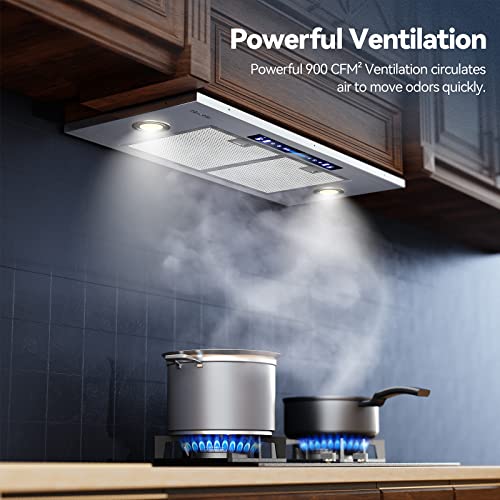 HisoHu Insert Range Hood 30 Inch / 36 Inch, 900 CFM with Ducted