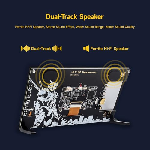 Image of KLAYERS LUCKFOX Touchscreen for Raspberry Pi,10.1inch HDMI 1024 x 600 Plug&Play Portable Monitor with Stand,10 Point Touch LCD Display with Dual-Track Speakers,Second Screen for Laptop PC