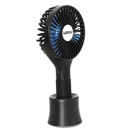 Lammcou Ventilator USB Handventilator Mini Lüfter mit Akku klein Tischventilator leise Tischlüfter gegen Sommer Hitze Aufladbar mit Leise Standard Turbo 3 Geschwindigkeitsstufen Electric Fan Schwarz