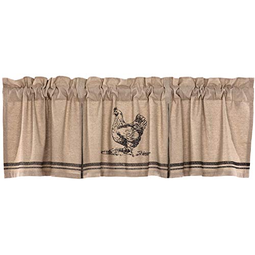 VHC-Brands-Sawyer-Mill-Charcoal-Valance-Curtain-Farmhouse-Country-Chicken-Cotton-Gray-and-Tan-for-Kitchen-Window-20×72 VHC Brands Sawyer Mill Charcoal Valance Curtain Farmhouse Country Chicken Cotton Gray and Tan for Kitchen Window 20×72