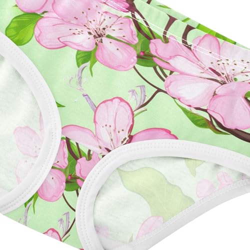 Florals Toddler Girls Underwear 2t Cotton Panties for Girl Pink Cherry Blossom Flowers Green Briefs Kids Undies4