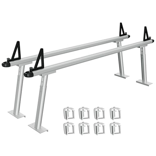 Truck Rack, 17-29 in Adjustable Ladder Rack for Trucks with C-Clamps, Non-Drilling Aluminum 800 LBS Capacity Truck Bed Rack, Heavy Duty Pickup Truck R