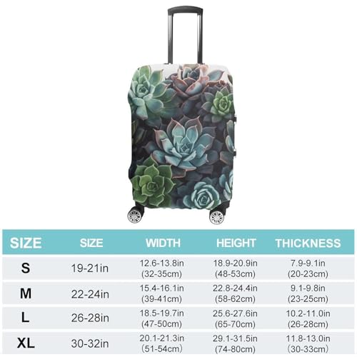 Succulent Plants Luggage Cover, Elastic Luggage Protector Fits 19-32in Suitcases, Washable & Anti-Scratch Suitcase Cover for Men Women S2