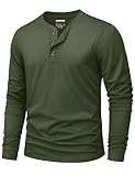 KEFITEVD Henley Tshirt Herren Longsleeve Baumwolle Regular Passform Henley Arbeits Langarm Shirt Herren Winter Grün 3XL