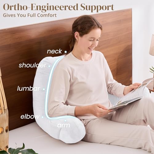 Image of Sasttie Reading Pillow for Bed, Back Pillow for Sitting Up, White