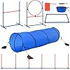 VEVOR Dog Agility Training Equipment Dog Agility Course Backyard Set with Adjustable High Hurdles6 Weave PolesTunnelJump RingPause BoxWhistleFoldable BowlStorage Bag Puppy Obstacle Course Kit