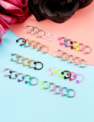 Vsnnsns 16G Surgical Steel Horseshoe Nose Septum Rings Piercing Jewelry Cartilage Helix Tragus Earring Studs Hoop Lip Horseshoe Ring Piercing Jewelry Retainer For Women Men 10Mm 40Pcs #TOP5