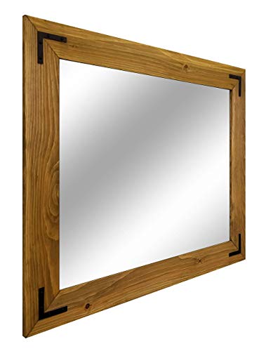 Accent Bracket Shiplap Rustic Wood Framed Mirror, 20 Stain Colors - Large Wall Mirror, Decorative Corner Brackets, Large Hanging Wall Mirror, Rustic Home Decor, Bedroom Mirror, Bathroom Mirror #TOP7