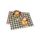 Matière : Tissu plastifié Visiodirect Lot de 3 panieres Vichy en Tissu Noir - 12 x 9 cm
