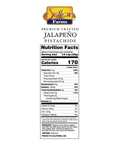 Image of Setton Farms Naturally Seasoned Pistachio Kernels, Jalapeno, No Shell Pistachios, Certified Non-GMO, Gluten Free, Vegan and Kosher, 3 oz Resealable Pouch