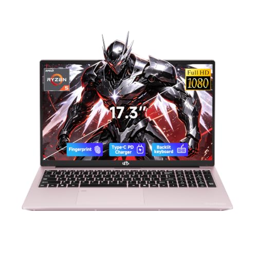 Image of NIMO 17.3 inch FHD Gaming Laptop, AMD Ryzen 5 6600H (Beat i7-1165G7, 6-Core up to 4.5GHz) 16GB DDR5 RAM 512GB SSD, Radeon 660M Graphics 100W PD Backlit Keyboard Fingerprint Computer for Student & Business