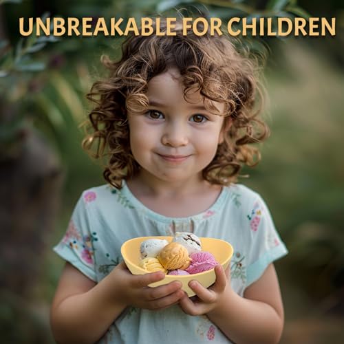 Wrova OB-21 5 Inch Small Wheat Straw Bowls With Textured Pattern - 10Oz Handy Snack Bowls Set Of 4 - Unbreakable Dessert Bowls Dishwasher And Freezer Safe thumb #3