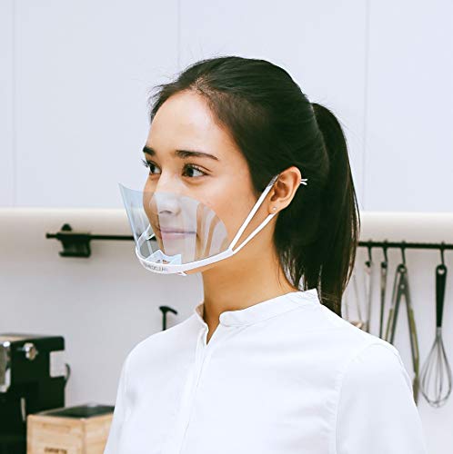 [5pcs] Innovative Professional Appearance Transparent Premium Material Quality Clear Mask (Extended and Larger Transpare