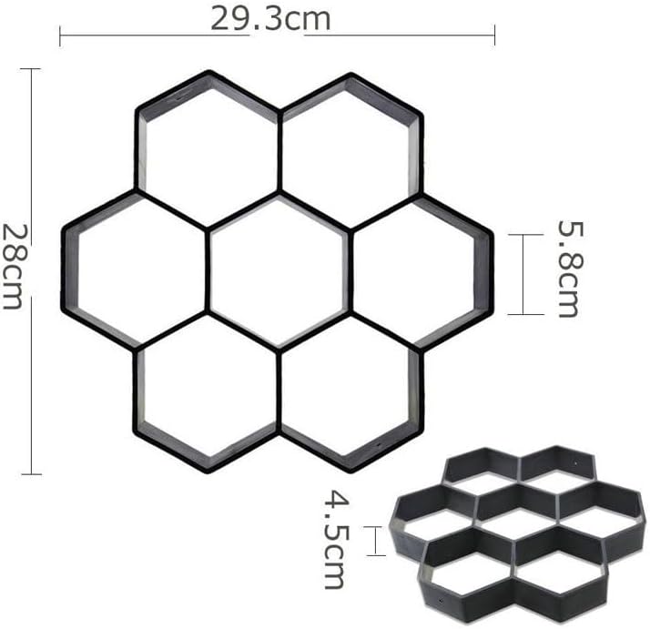 Miniatura 7 de Vaguelly Molde de ladrillo hexagonal para baldosas de cemento de plástico, molde de pavimentación de cemento para bricolaje, pasarela, pavimento,