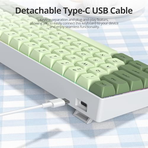 Image of 65% Mini Wired Keyboard RGB Blacklit for Office Gaming,68Matcha