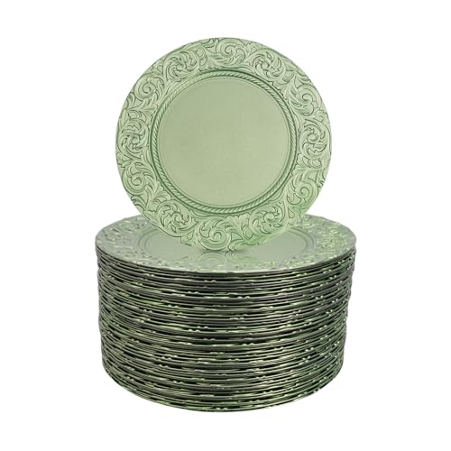 Set de 100 platos reutilizables verdes de 13 pulgadas miniatura 1