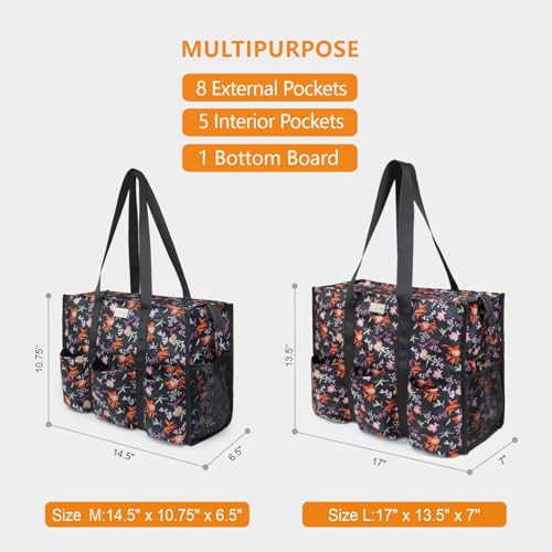 Image of TOPDesign Utility Water Resistant Tote Bag with 13 Pockets, Top Zipper Closure & Thick Bottom Support, for Working Women