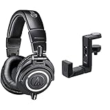 audio-technica プロフェッショナルモニターヘッドホン ATH-M50x ブラック スタジオレコーディング / ミキシング / DJ /トラックメイキング & ヘッドホンハンガー AT-HPH300