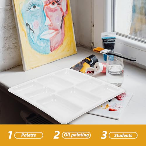 Paleta de cerámica con 7 u 8 compartimentos cuadrados para mezclar acuarela y óleo 7