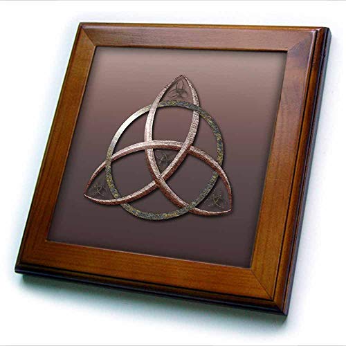 3dRose 8x8 Framed Tile - A Stone Textured Triquetra Celtic Trinity Knot Symbol. Creative Studios – Celtic Knot