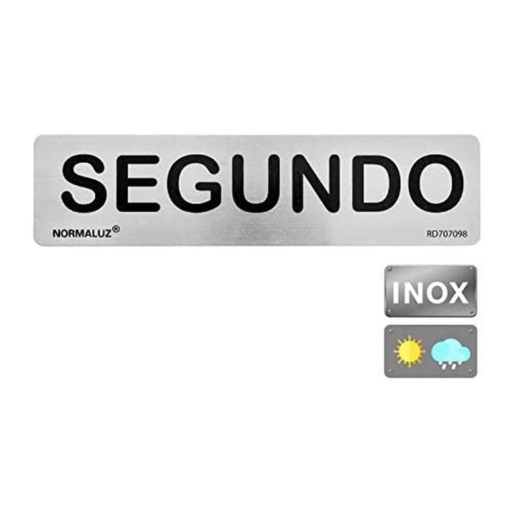 Normaluz RD707098 - Señal Adhesiva Rectangular Segundo Acero inoxidable Adhesivo 0,​8 mm 5x20 cm, Gris