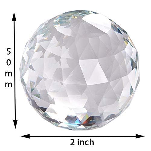 True-Ally 50mm (2") Prism Cut Crystal Glass Ball Paperweight – High Precision, Clear Transparent, Flawless Design for Home & Office Decor, Perfect Gift Idea – 150g