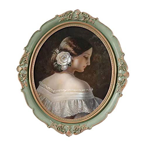 Gralara Retro Oval Photo Frame - Stylish Tabletop and Wall Decoration, Green, 5x7inch