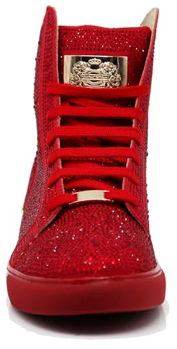 Image of Enzo Romeo Men's Fashion High Top Crystal Shimmer Rhinestone Blink Flat Sneakers Shoes