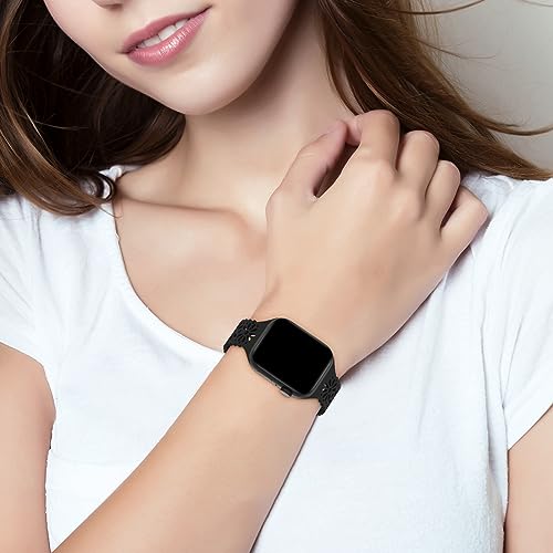 Image of 6 Pack Slim Thin Lace Hollow-out Silicone Bands Compatible with Apple Watch 38mm 40mm 41mm 42mm 44mm 45mm 46mm 49mm Women, Breathable Sport Strap for iWatch Series 11 /10 /9 /8 /7 /6 /5 /4 /3 /2 /1 Ultra SE