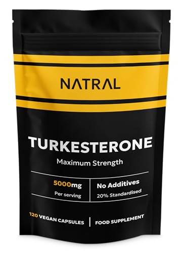 Turkesterone Supplement 5000mg - 120 Caps High Strength - Standardized to 20% Ajuga Turkestanica Extract - for Muscle and Strength - Pure Extract No Additives Or Filler