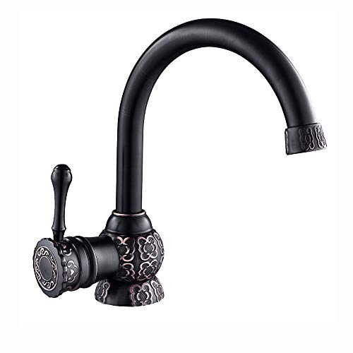 Mitigeur de cuisine anti-éclaboussures robinet bronze noir à bec rotatif fluide 360°