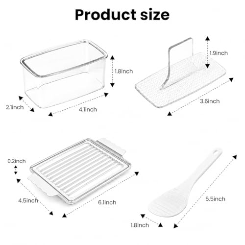 Image of Musubi Press Mold, 2 Pack Musubi Mold Kit with 304 Stainless Steel SPAM Luncheon Meat Slicer & Rice Paddle, Musubi Maker for Hawaiian Spam Musubi, Bento Sushi Rice Press Mold (Clear)