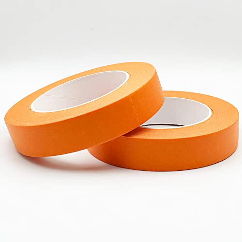 Image of 2 Pack Orange Painters Tape 1 inch Wide, Masking Tape 1 inch X 55 Yards X 2 Rolls, Orange Paper Tape for Arts DIY Crafts Painting Labeling Decoration School Projects Home Office