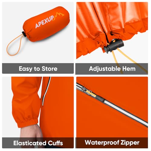 Image of APEXUP Packable Rain Jacket Men Waterproof Lightweight Raincoat with Hood