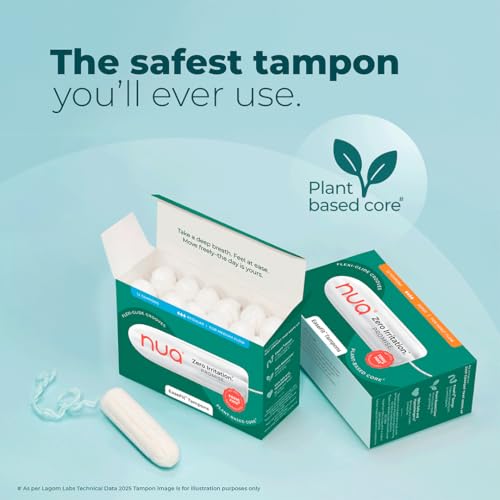 Image of Nua EaseFit Tampons for Medium Flow | 12 Tampons | Gynaecologically Tested | Hypoallergenic | Rapid Absorption Core | Leak-Proof Protection