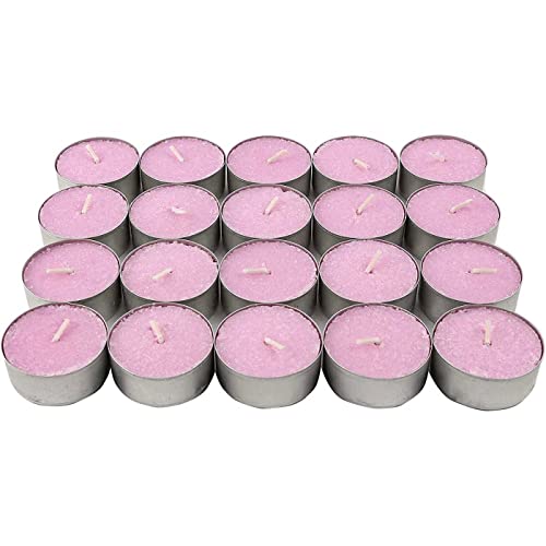 Acan Tradineur - Pack de 20 Velas de té perfumadas, tealights aromáticas, Tiempo de combustión: 4,5 Horas, decoración del hogar (Lavanda, 3,7 x 1,6 cm)