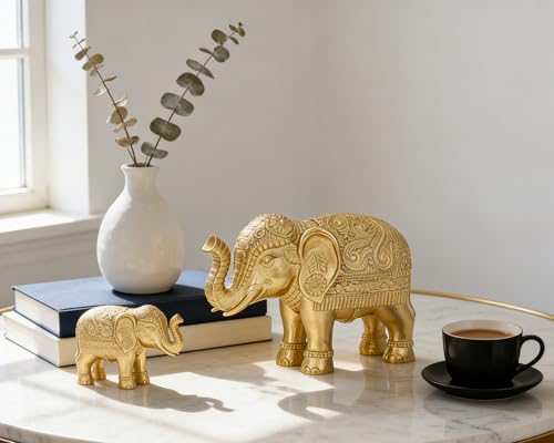 Estatua pequeña de elefante dorado 4 pulg miniatura 2