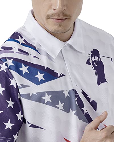 Pagymo Patriotic Golf Shirts For Men American Flag Polo Patriotic Shirts For Men Funny Golf Polo Print Golf Gifts Dry Fit #TOP4