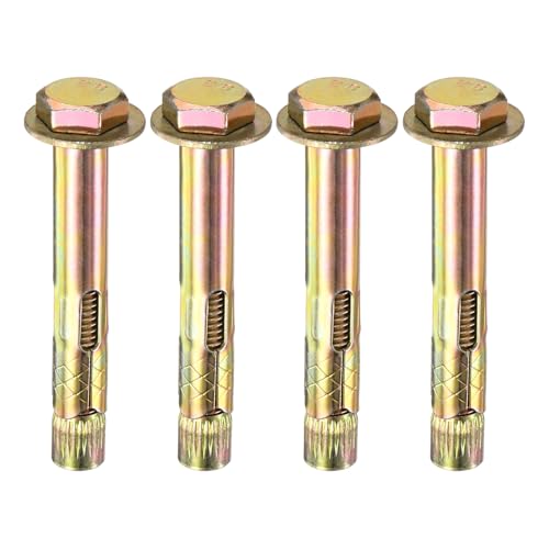 Image of M METERXITY 4-Pack Hex Expansion Bolt, M10x80mm Colored Galvanized Iron-Carbon Steel External Hex Expansion Bolts, Anti-Corrosion Metal Bolt for Concrete /Dry Brick /Block Walls