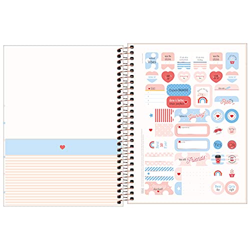 Planner Espiral 17,7 x 24 cm Soho 90 Grande 2022 - Estampa Listras rosinhas - new dreams - Tilibra