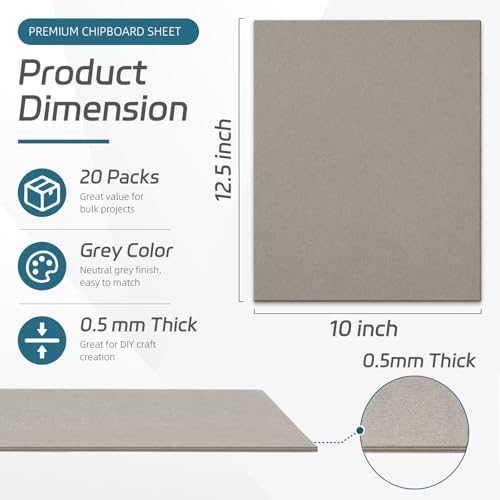 Somime 20Pack 10x12.5 Grey Chipboard Sheets Craft Cardboard by Somime - Used condition - Image 2