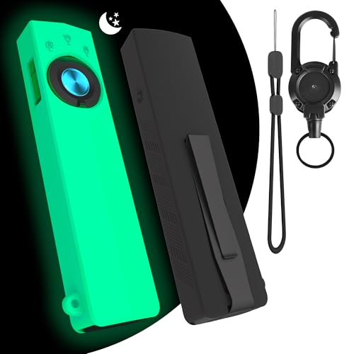 Nearockle 2 Pack Flashlight Protective Case Compatible for Olight ArkPro, Silicone Flashlight Holster with Retractable Clip & Lanyard, Ideal for Outdoor Camping and Hiking (Black & Glow-in-the-Dark)