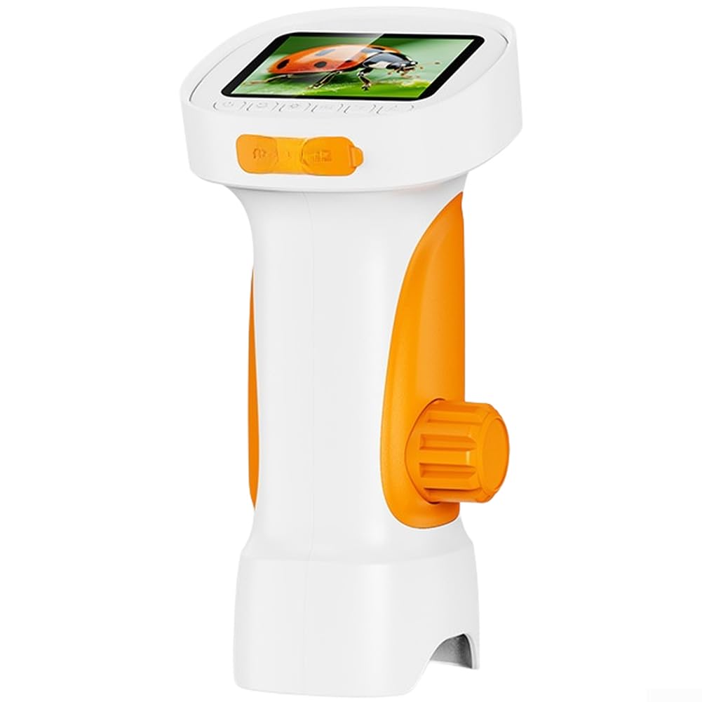 Digitales Mikroskop 2MP für 1000x Vergrößerung IPS Bildschirm(Orange) | 2MP Sensor, für 1000x für zoom, 2.4 Zoll IPS, 178° Blickwinkel, klare Bilder