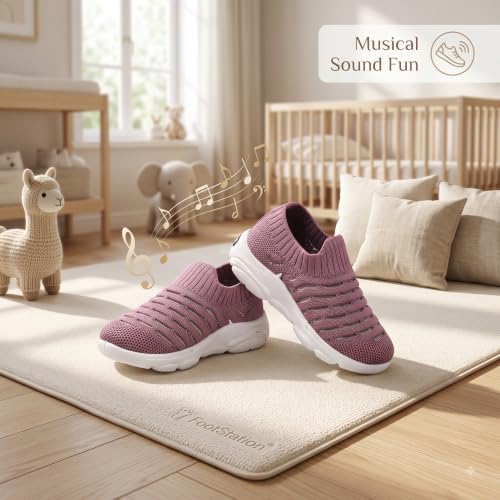 Image of Infant Shoes for Baby Boys & Girls | Musical Sound Walking Shoes | First Walker Shoes for Toddlers | Lightweight Breathable Knit Sneakers | Soft Sole Comfortable Slip On Shoes for Newborns, Babies & Kids