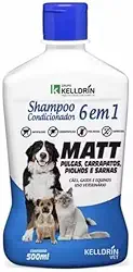 Shampoo e Condicionador 6 em 1 para Cães e Gatos, Pulgas, Carrapatos, Piolhos e Sarnas, 500ml