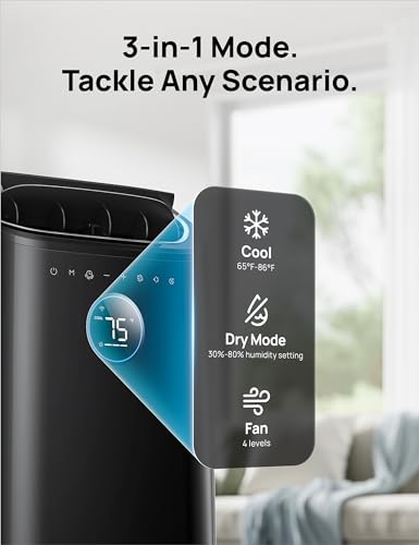Dreo 12,000 BTU Portable Air Conditioner for Bedroom - Quiet, Smart, Drainage-Free Cooling with Remote and App Control