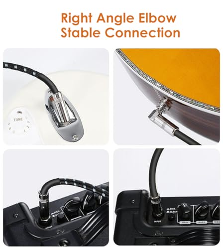 Mepsies Guitar Cable 3m/10ft, TS 6.35mm 1/4 Inch Instrument Cable for Electric Guitar Bass Braided Cord Amp Cord - Image 4