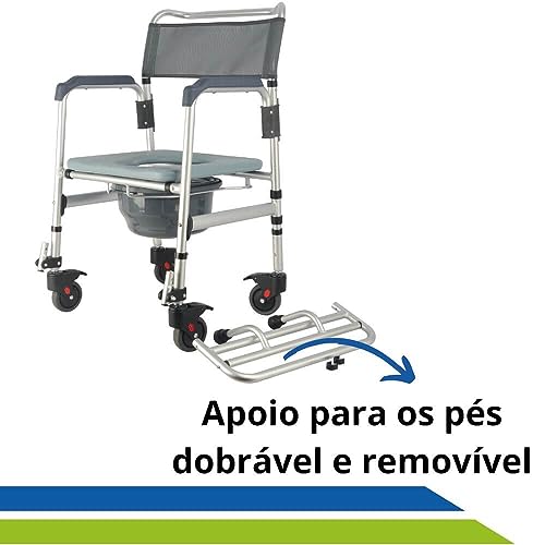 Cadeira de Banho Higiênica em Alumínio Dobrável Desmontável Idoso Adulto até 135kg Hidrolight Prata