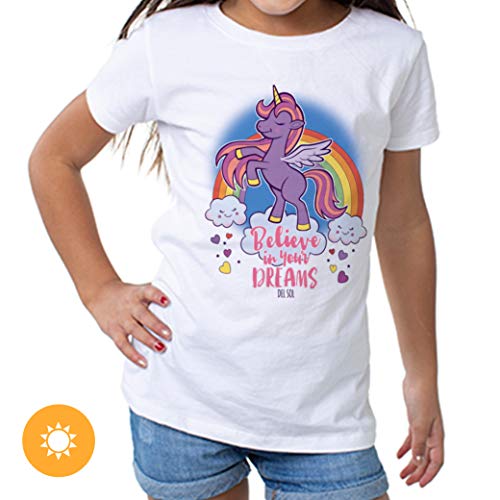 Del Sol Color Changing Toddler Girls Crew Tee - Believe, White, Size 3T4